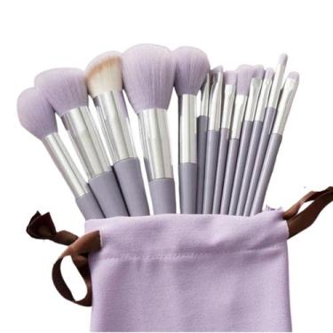 Imagem de Kit 13 Pincéis de Maquiagem Profissional com Sacola Estojo  Cerdas Mac