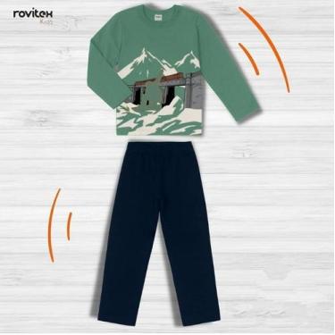 Imagem de Conjunto infantil inverno em moletom - calça e blusa - Rovitex, Verde,