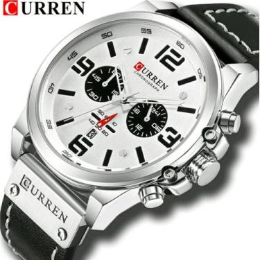 Imagem de Relógio Masculino Curren 8314 Original Importado Funcional Couro, Pret