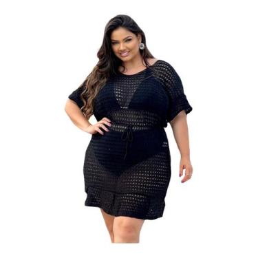 Imagem de Saída De Praia Tricot Plus Size Babado Manguinha - PLUS MESMO E DAÍ, P