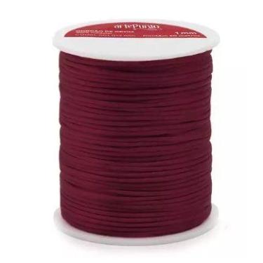 Imagem de Cordão de cetim 1mm arte punto cd001 cor 038 bordô 50 metros - ARTEPUN