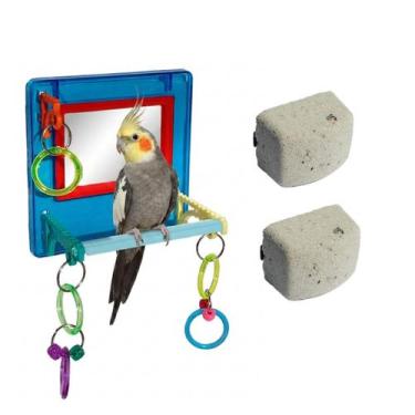 Imagem de Brinquedo Multiplay Diversão c/ Poleiro Espelho Bird Toy + 2 Bloco Min