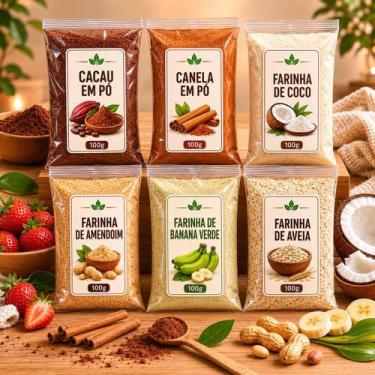 Imagem de Kit Sobremesa Romântica Fit 6 itens 100gr cada cacau em pó canela fari