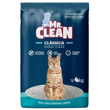 Imagem de Areia Granulado Sanitário Grãos Finos Para Gatos Mr Clean Clássica 4kg