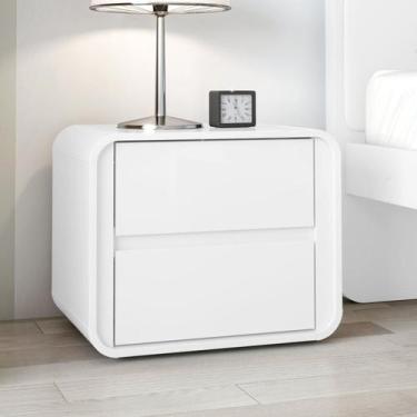 Imagem de Mesa de Cabeceira 2 Gavetas Loop Branco - Móveis Lopas