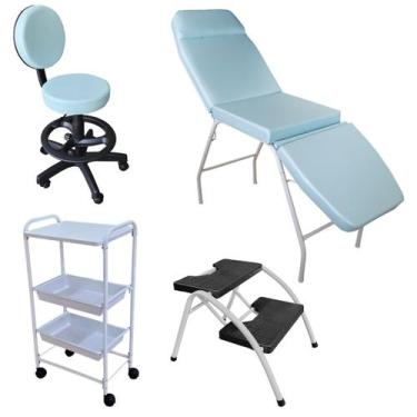 Imagem de Kit Completo Clínica Estética Maca 3 Posições, Mocho com Encostoe Aro,