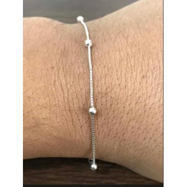 Imagem de Kit 2 Pulseira Laminada Bolinha Prata Legítima 925 - Lojas La&Amp;Ny, 