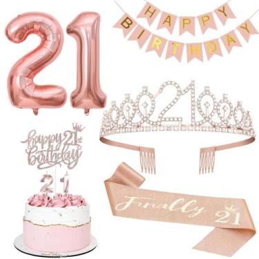 Imagem de Conjunto de decorações de aniversário Fesciory 21º aniversário para el