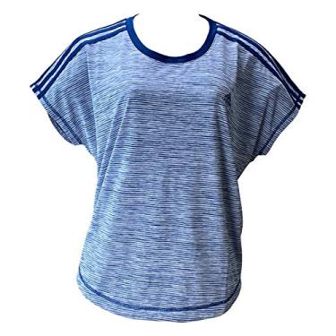 Imagem de Camiseta feminina Adidas Climalite de manga curta e gola redonda com 3 listras, Legmar, Large