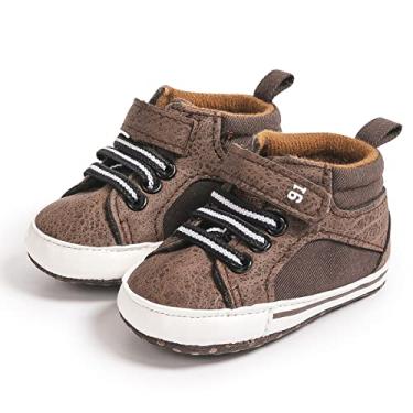 Imagem de Jueshanzj sapatos para bebês meninas sapatos de bebê sapatos de couro macio para bebês sapatos para bebês meninas sapatos de cano alto com tiras, Marrom, 6.5 Toddler