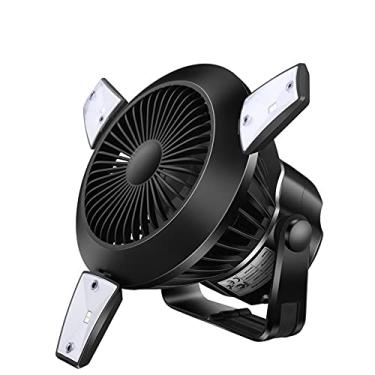 Imagem de CYzpf Ventilador de acampamento com luzes de LED exterior solar pequena barraca ventiladores de teto leve equipamento externo portátil para interrupções de emergência em turismo doméstico e escritório, preto