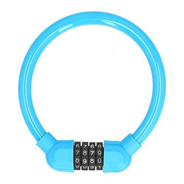 Imagem de Fechadura de cabo de qualidade de combinação de 4 dígitos, cabo de trava de bicicleta de alta segurança 4 dígitos cadeado de cabo de bicicleta para ciclismo ao ar livre(azul)