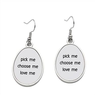 Imagem de Pick Me Choose me Love Me Brinco - Brincos com pingente para meninas - Presente de festa de aniversário dos namorados