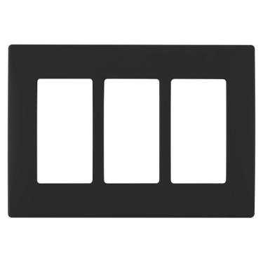 Imagem de Leviton Placa de parede REWP3-OB Renu de três entradas, sem parafusos, ônix preto