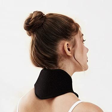 Imagem de POWER IONICS Cinta de pescoço magnética turmalina cinta de pescoço para dor no pescoço e suporte para mulheres apoio de pescoço para dormir pescoço alívio de biscoitos preto