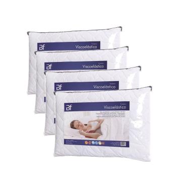 Imagem de Kit 4 Travesseiro Espuma Da Nasa + Capa Percal 180 Fios Com Zíper