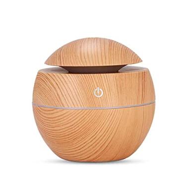 Imagem de COMPREDACHINA Umidificador Ultrassônico Difusor de Aroma de Madeira LED 7 Cores, Umidificador de Imitação de Madeira, Difusor de Aroma Elétrico, Tipo USB (Cor Clara / Castanho)