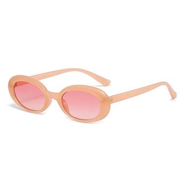 Imagem de Óculos de sol redondos de armação pequena mulher retrô sombra para mulheres óculos de sol tendência oval óculos de sol hip hop gafas de sol mulher, rosa rosa, como imagem