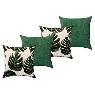 Imagem de Kit Capa De Almofada 60x60 Grande Decorativas Luxo Costela De Adão Com Zíper Verde Jacquard Confort