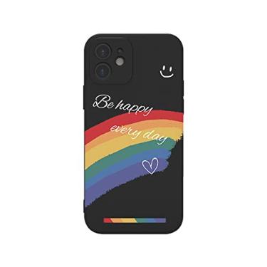 Imagem de Capa de silicone arco-íris fosco de borda reta para iPhone 13 11 12 Pro Max X XS XR 7 8 Plus SE2 Capa estética bonita, preta, para iPhone X