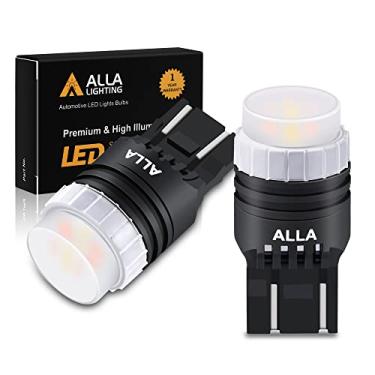 Imagem de Alla Lighting Mini Super Brilhante 7444NA 7443 Lâmpadas LED Switchback Luzes de seta Cor Dupla 6000K Branco (DRL/Estacionamento)/Amarelo Âmbar (Blinker) 7443NALL 7442NA
