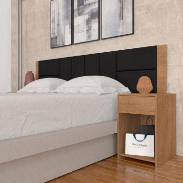 Imagem de Cabeceira Estofada Para Cama Queen Dubai Carv/preto - M. Arapongas