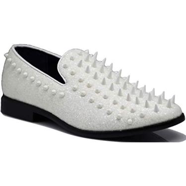 Imagem de Sapato social masculino SPK09 vintage estilo sapato sem cadarço clássico para smoking, Branco, 9.5