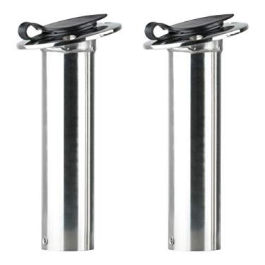 Imagem de Amarine Made 2 unidades de suporte de varão resistente a UV de 15 graus inoxidável com tampa e forro de PVC preto