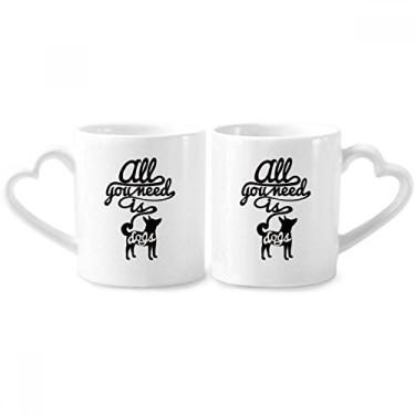 Imagem de Need Dog Conjunto de canecas de porcelana para casais, com citação preta e branca