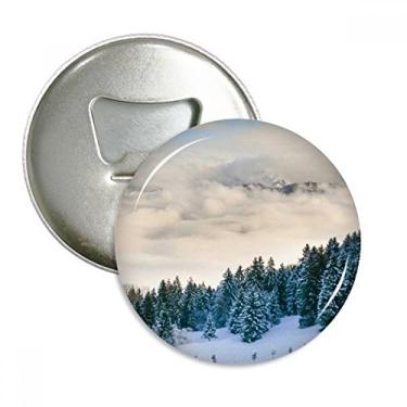 Imagem de Imã de geladeira com ímã de geladeira e cenário de natureza silvicultura de neve