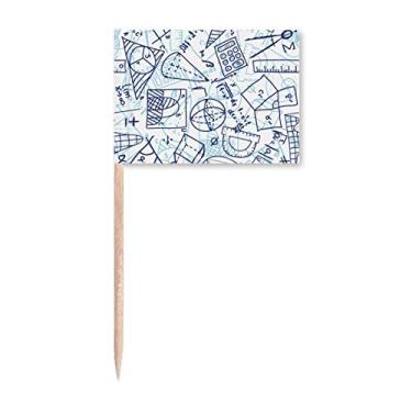 Imagem de Régua matemática pintada à mão azul calculadora ilustração palito bandeiras marcador decoração de festa