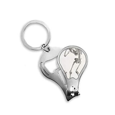 Imagem de Decoração de padrão de corpo humano esqueleto cortador de unha abridor chaveiro tesoura