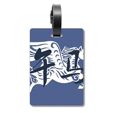 Imagem de Ano Novo de Cavalo Animal China Zodíaco Mala Etiqueta Bagagem Cartão Pendurado Etiqueta Scutcheon Etiqueta, Multicolorido.