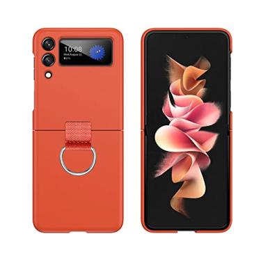Imagem de Capa de telefone com alça de mão fashion para Samsung Galaxy Z Flip 4 ZFlip 3 5G capa de plástico rígido ultrafina anel de pulseira, S6, laranja, para SAM Z Flip4