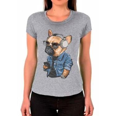 Imagem de Camiseta Buldog Francês Cachorro Pet Dog Cinza Feminina01 - Design Cam