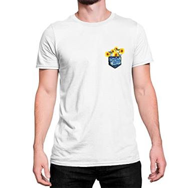 Imagem de Camiseta Estampa de Bolso Girassol Estrelado Van Gogh Cor:Branco;Tamanho:P