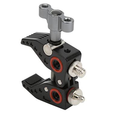 Imagem de Dpofirs Super braçadeira dupla com parafusos adaptadores, braçadeira de montagem para câmera com furos de parafuso de 1/4 polegada e 3/8 polegada para luz LED, flash, microfone, monitor