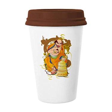 Imagem de Alfândega dezoito arhats Caneca com estampa de figura Caneca de vidro para beber cerâmica copo tampa