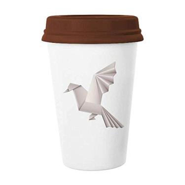 Imagem de Caneca de cerâmica origami abstrata padrão de pombo geométrico café bebendo vidro cerâmica copo tampa