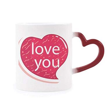 Imagem de Caneca sensível ao calor Dia dos Namorados Rosa Coração I Love Caneca Vermelha Mudança de Cor