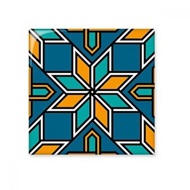 Imagem de Azulejo de cerâmica de flor abstrata azul laranja Marrocos decalque brilhante pedra adornada tijolo vitrificado