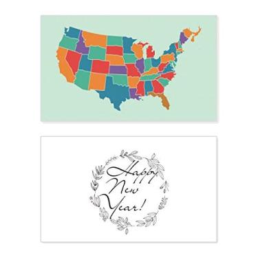 Imagem de Mapa dos Estados Unidos Padrão Ano Novo Festival Cartão de felicitações Bless Mensagem presente