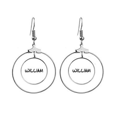 Imagem de Brincos de argola pendentes com nome inglês WILLIAM