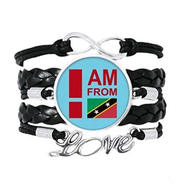 Imagem de OFFbb-USA Pulseira I Am from Saint Kitts Nevis Love Accessory Pulseira de couro torcido para presente