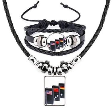 Imagem de Pai Gow Conjunto de joias de couro com bandeira de dados para jogos