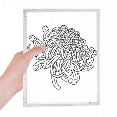 Imagem de Caderno de planta florida com desenho de crisântemo e folhas soltas para diário recarregável