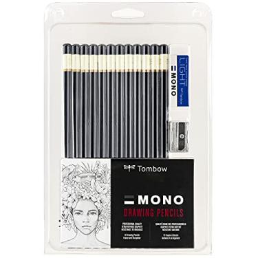 Imagem de Tombow Conjunto de lápis de desenho MONO 51523, graus variados, pacote com 12 Conjunto de lápis de grafite de qualidade profissional com borracha e apontador