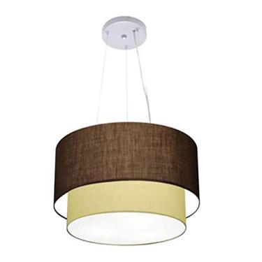 Imagem de Lustre Pendente Duplo Cúpula Tecido 25/40x35, Vivare Iluminação, Pendente4158 LCLA, Café/Bege, Médio