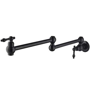 Imagem de Tecmolog Torneira de Enchimento de Panela de Parede de Bronze para Cozinha Torneira Comercial Dobrável para Cozinha Preta, CT170B