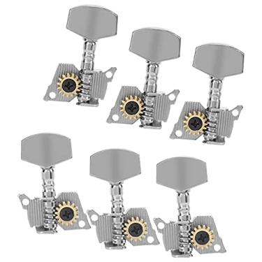 Imagem de Cabeças de máquina prateadas, pinos de afinação de guitarra, design profissional resistente à corrosão para ukulele (três ternos esquerdo e três direitos)